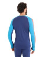 Icebreaker Men 125 ZoneKnit Merino Long Sleeve Crewe Thermal Top Z04NXR177 Clothing Geo Blue/Royal Navy - Image 2