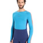 Icebreaker Men 125 ZoneKnit Merino Long Sleeve Crewe Thermal Top Z04NXR177 Clothing Geo Blue/Royal Navy