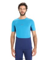 Icebreaker Men 125 ZoneKnit Merino Short Sleeve Crewe Thermal Top Z04NXR171 Clothing Geo Blue/Royal Navy