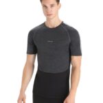 Icebreaker Men 125 ZoneKnit Merino Short Sleeve Crewe Thermal Top Z04NXR172 Clothing Jet Heather/Black