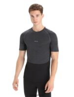 Icebreaker Men 125 ZoneKnit Merino Short Sleeve Crewe Thermal Top Z04NXR172 Clothing Jet Heather/Black
