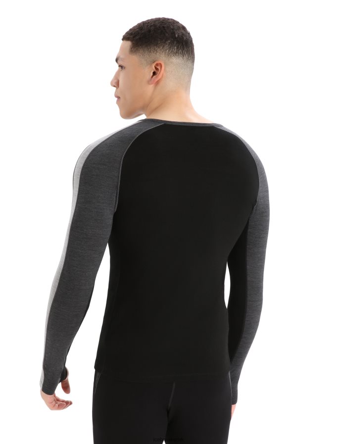 Icebreaker Men 200 ZoneKnit Merino Long Sleeve Crewe Thermal Top Z04NXR179 Clothing Jet Heather/Black - Image 2