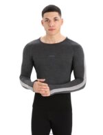 Icebreaker Men 200 ZoneKnit Merino Long Sleeve Crewe Thermal Top Z04NXR179 Clothing Jet Heather/Black