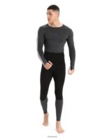 Icebreaker Men 200 ZoneKnit Merino Long Sleeve Crewe Thermal Top Z04NXR179 Clothing Jet Heather/Black - Image 3