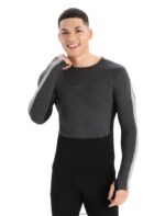 Icebreaker Men 200 ZoneKnit Merino Long Sleeve Crewe Thermal Top Z04NXR179 Clothing Jet Heather/Black - Image 4