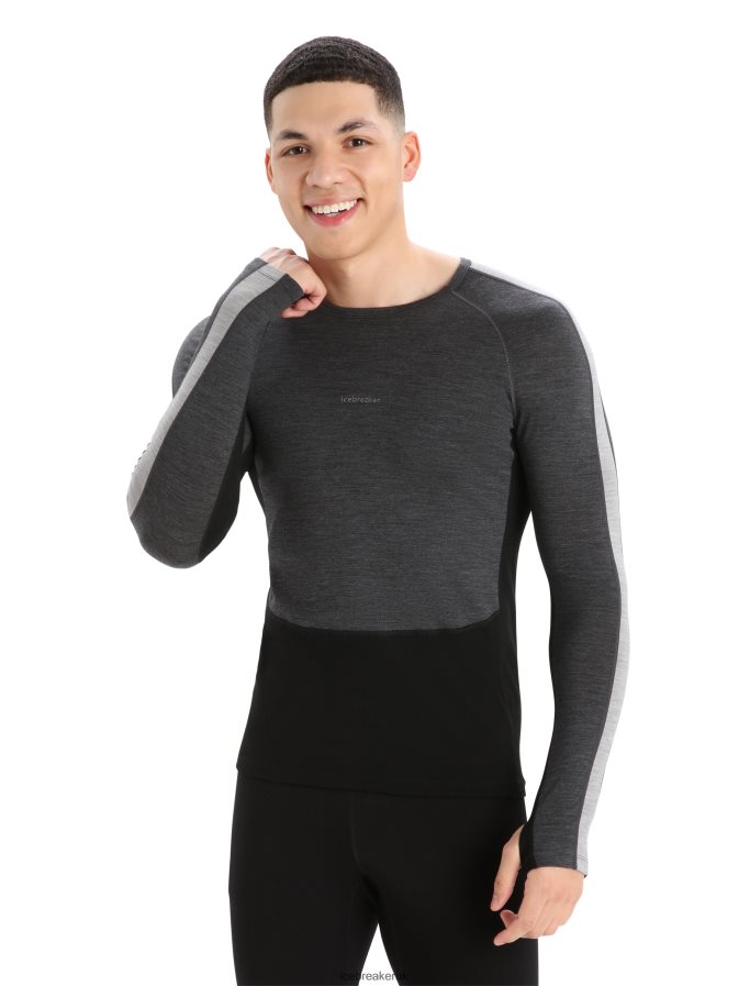 Icebreaker Men 200 ZoneKnit Merino Long Sleeve Crewe Thermal Top Z04NXR179 Clothing Jet Heather/Black - Image 4