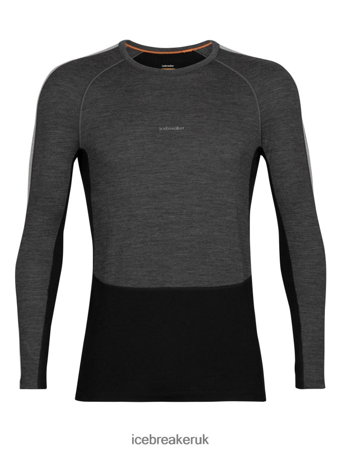 Icebreaker Men 200 ZoneKnit Merino Long Sleeve Crewe Thermal Top Z04NXR179 Clothing Jet Heather/Black - Image 7