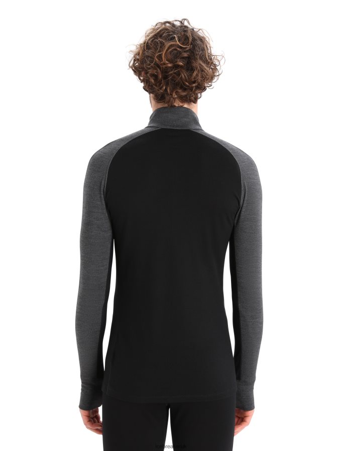 Icebreaker Men 260 ZoneKnit Merino Long Sleeve Half Zip Thermal Top Z04NXR175 Clothing Jet Heather/Black - Image 2