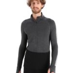 Icebreaker Men 260 ZoneKnit Merino Long Sleeve Half Zip Thermal Top Z04NXR175 Clothing Jet Heather/Black