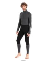 Icebreaker Men 260 ZoneKnit Merino Long Sleeve Half Zip Thermal Top Z04NXR175 Clothing Jet Heather/Black - Image 3