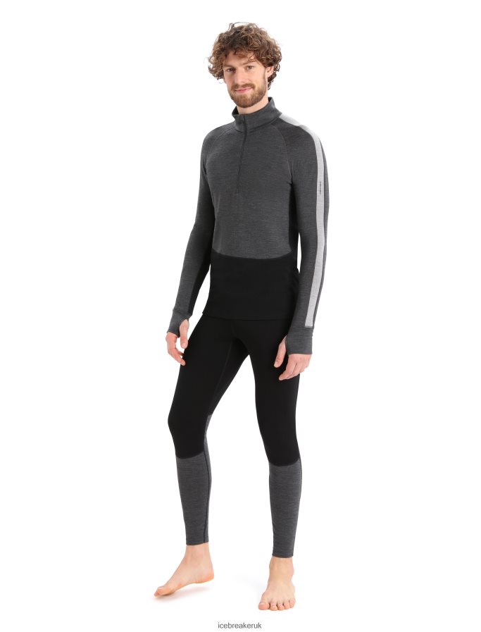 Icebreaker Men 260 ZoneKnit Merino Long Sleeve Half Zip Thermal Top Z04NXR175 Clothing Jet Heather/Black - Image 3