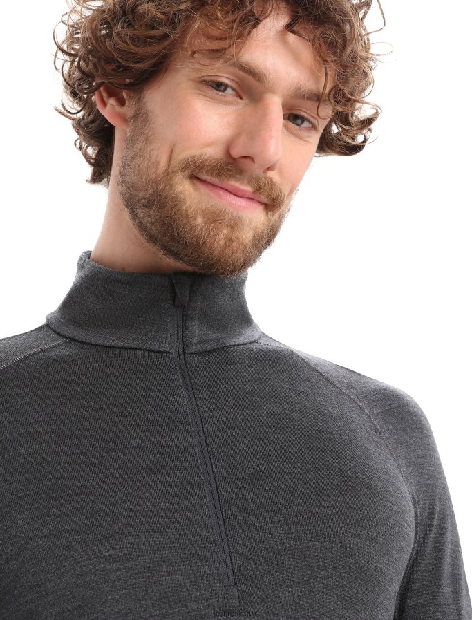 Icebreaker Men 260 ZoneKnit Merino Long Sleeve Half Zip Thermal Top Z04NXR175 Clothing Jet Heather/Black - Image 4