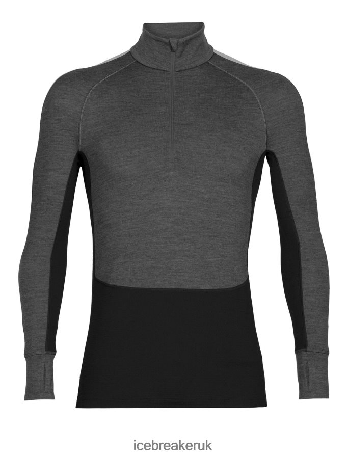 Icebreaker Men 260 ZoneKnit Merino Long Sleeve Half Zip Thermal Top Z04NXR175 Clothing Jet Heather/Black - Image 7