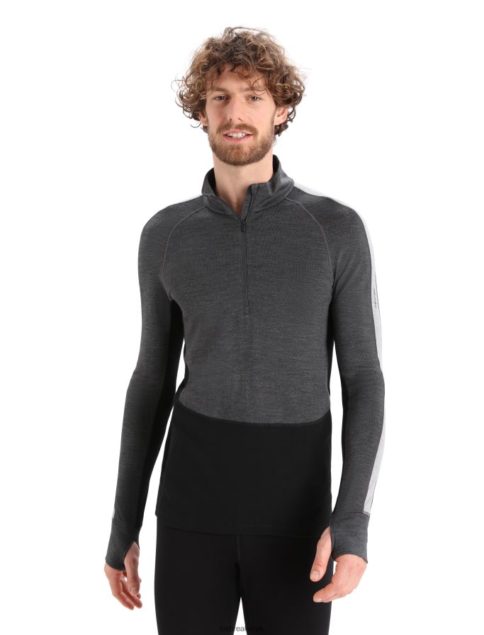 icebreaker_men_260_zoneknit_merino_long_sleeve_half_zip_thermal_top_z04nxr175_clothing_jet_heather_black.jpg Icebreaker Men 260 ZoneKnit Merino Long Sleeve Half Zip Thermal Top Z04NXR175 Clothing Jet Heather/Black - Image 1