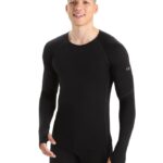 Icebreaker Men BodyfitZone Merino 150 Zone Long Sleeve Crewe Thermal Top Z04NXR173 Clothing Black