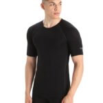 Icebreaker Men BodyfitZone Merino 150 Zone Short Sleeve Crewe Thermal Top Z04NXR164 Clothing Black