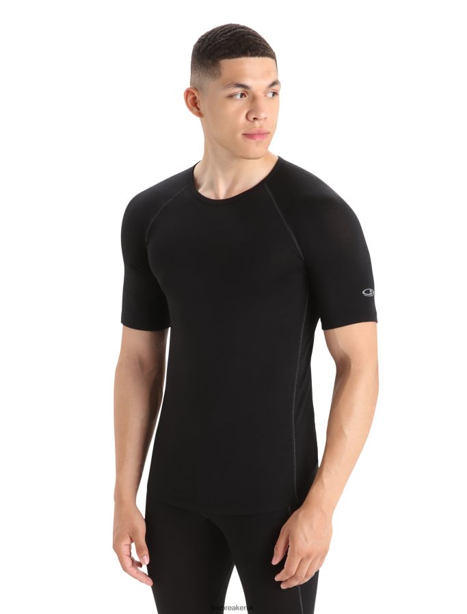 Icebreaker Men BodyfitZone Merino 150 Zone Short Sleeve Crewe Thermal Top Z04NXR164 Clothing Black - Image 1