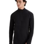 Icebreaker Men BodyfitZone Merino 200 Zone Thermal Long Sleeve Half Zip Top Z04NXR419 Clothing Black