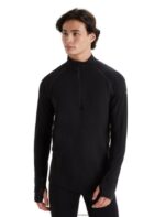 Icebreaker Men BodyfitZone Merino 200 Zone Thermal Long Sleeve Half Zip Top Z04NXR419 Clothing Black
