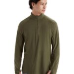 Icebreaker Men BodyfitZone Merino 200 Zone Thermal Long Sleeve Half Zip Top Z04NXR420 Clothing Loden