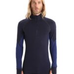 Icebreaker Men BodyfitZone Merino 260 Zone Long Sleeve Half Zip Thermal Top Z04NXR388 Clothing Midnight Navy/Royal Navy