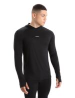Icebreaker Men Cool-Lite Merino Long Sleeve Hoodie Z04NXR192 Clothing Black