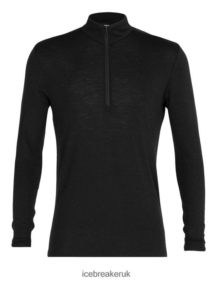 Icebreaker Men Merino 175 Everyday Long Sleeve Half Zip Thermal Top Z04NXR143 Clothing Black - Image 6