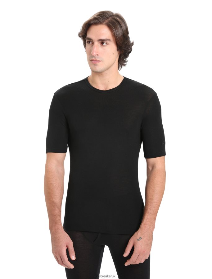 Icebreaker Men Merino 175 Everyday Short Sleeve Crewe Thermal Top Z04NXR161 Clothing Black - Image 1