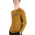 Icebreaker Men Merino 200 Oasis Long Sleeve Crewe Thermal Top Ski Stripes Z04NXR447 Clothing Clove