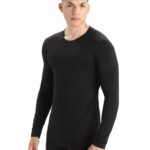 Icebreaker Men Merino 200 Oasis Long Sleeve Crewe Thermal Top Z04NXR133 Clothing Black