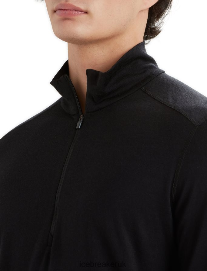 Icebreaker Men Merino 200 Oasis Long Sleeve Half Zip Thermal Top Z04NXR149 Clothing Black - Image 4