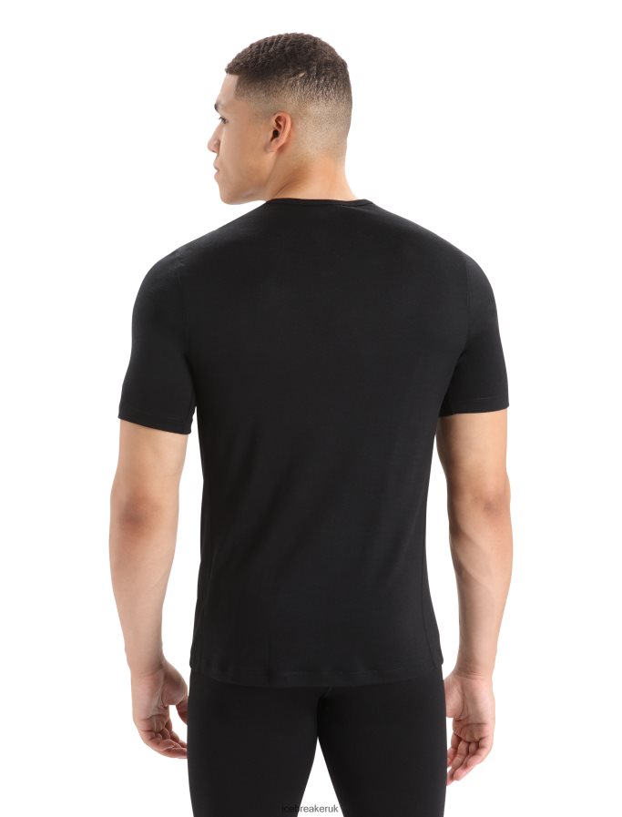 Icebreaker Men Merino 200 Oasis Short Sleeve Crewe Thermal Top Z04NXR153 Clothing Black - Image 2