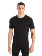 Icebreaker Men Merino 200 Oasis Short Sleeve Crewe Thermal Top Z04NXR153 Clothing Black