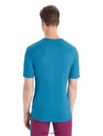 Icebreaker Men Merino 200 Oasis Short Sleeve Crewe Thermal Top Z04NXR156 Clothing Geo Blue - Image 2