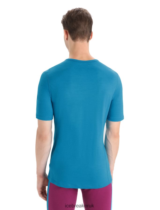 Icebreaker Men Merino 200 Oasis Short Sleeve Crewe Thermal Top Z04NXR156 Clothing Geo Blue - Image 2