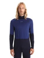 Icebreaker Men Merino 200 Sonebula Long Sleeve High Neck Thermal Top Z04NXR185 Clothing Midnight Navy/Royal Navy