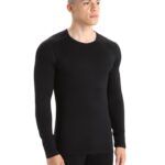 Icebreaker Men Merino 260 Tech Long Sleeve Crewe Thermal Top Z04NXR139 Clothing Black