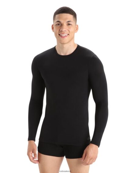Icebreaker Men Merino Anatomica Long Sleeve Crewe T-Shirt Z04NXR1 Clothing Black