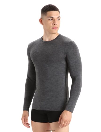 Icebreaker Men Merino Anatomica Long Sleeve Crewe T-Shirt Z04NXR2 Clothing Jet Heather