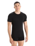 Icebreaker Men Merino Anatomica Short Sleeve Crewe T-Shirt Z04NXR127 Clothing Black