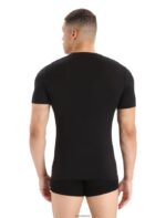 Icebreaker Men Merino Anatomica Short Sleeve V Neck T-Shirt Z04NXR123 Clothing Black - Image 2