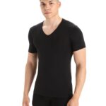 Icebreaker Men Merino Anatomica Short Sleeve V Neck T-Shirt Z04NXR123 Clothing Black