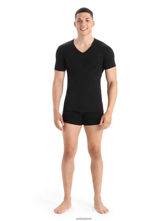 Icebreaker Men Merino Anatomica Short Sleeve V Neck T-Shirt Z04NXR123 Clothing Black - Image 3