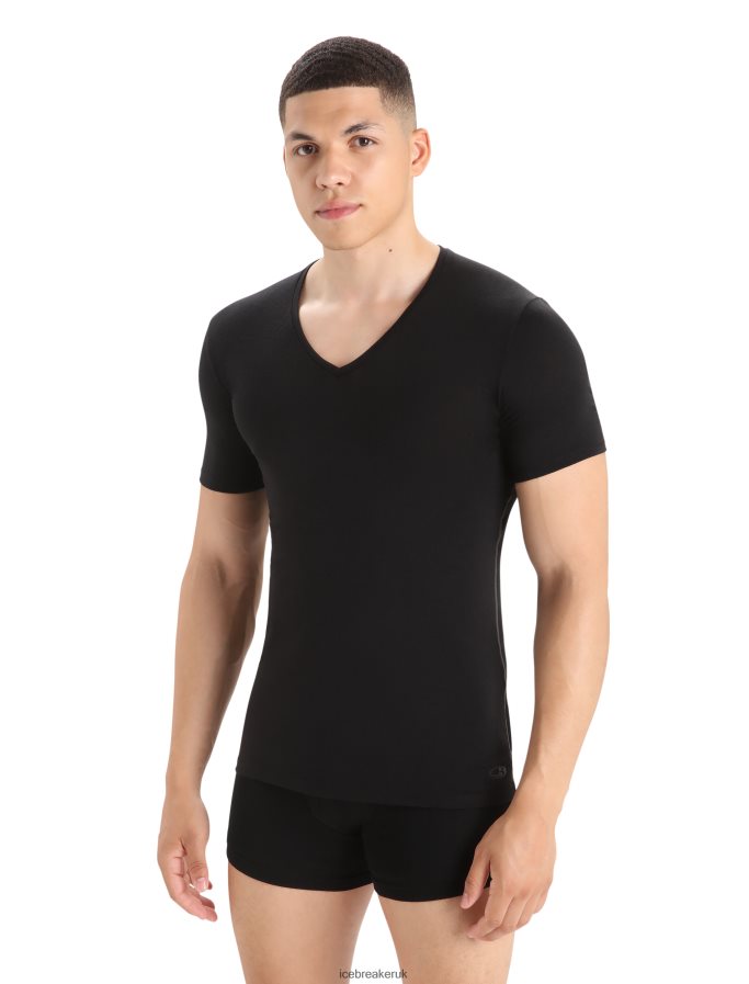 icebreaker_men_merino_anatomica_short_sleeve_v_neck_t_shirt_z04nxr123_clothing_black.jpg Icebreaker Men Merino Anatomica Short Sleeve V Neck T-Shirt Z04NXR123 Clothing Black - Image 1
