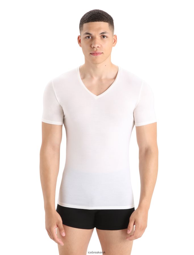 icebreaker_men_merino_anatomica_short_sleeve_v_neck_t_shirt_z04nxr124_clothing_snow.jpg Icebreaker Men Merino Anatomica Short Sleeve V Neck T-Shirt Z04NXR124 Clothing Snow - Image 1