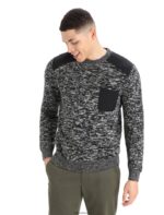 Icebreaker Men Merino Barein Crewe Sweater Z04NXR361 Clothing Black/Snow
