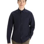 Icebreaker Men Merino Berlin Long Sleeve Shirt Z04NXR372 Clothing Midnight Navy