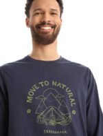 Icebreaker Men Merino Central Classic Long Sleeve T-Shirt Canopy Camper Z04NXR375 Clothing Midnight Navy - Image 4
