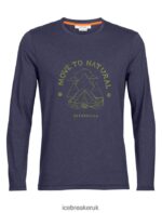Icebreaker Men Merino Central Classic Long Sleeve T-Shirt Canopy Camper Z04NXR375 Clothing Midnight Navy - Image 6