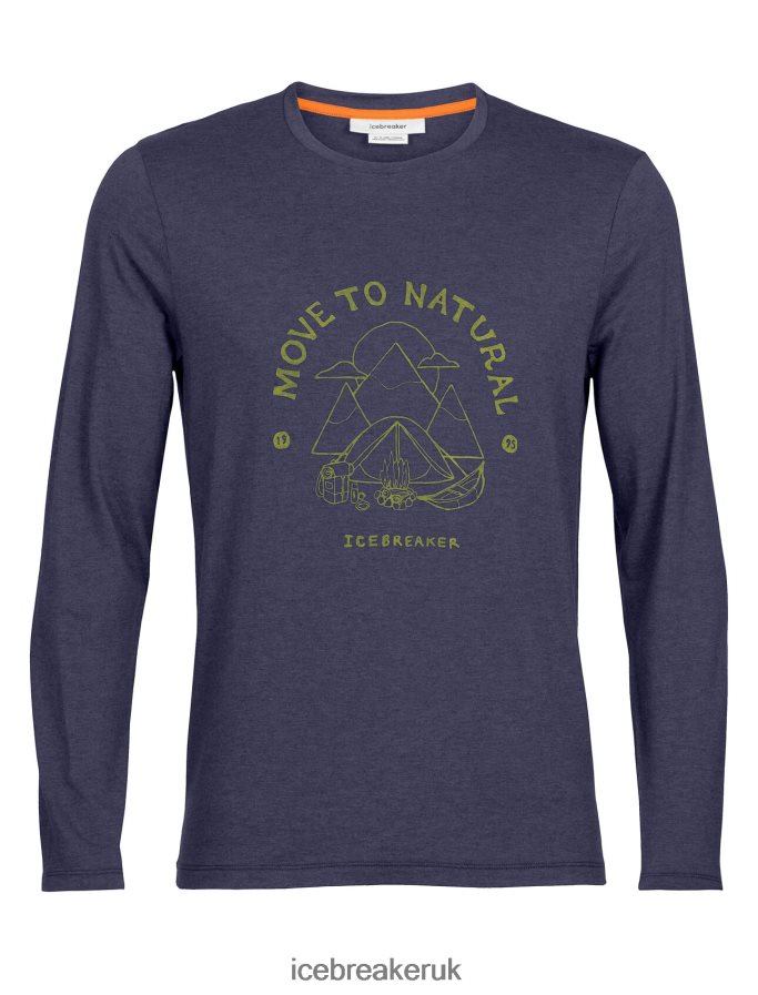Icebreaker Men Merino Central Classic Long Sleeve T-Shirt Canopy Camper Z04NXR375 Clothing Midnight Navy - Image 6